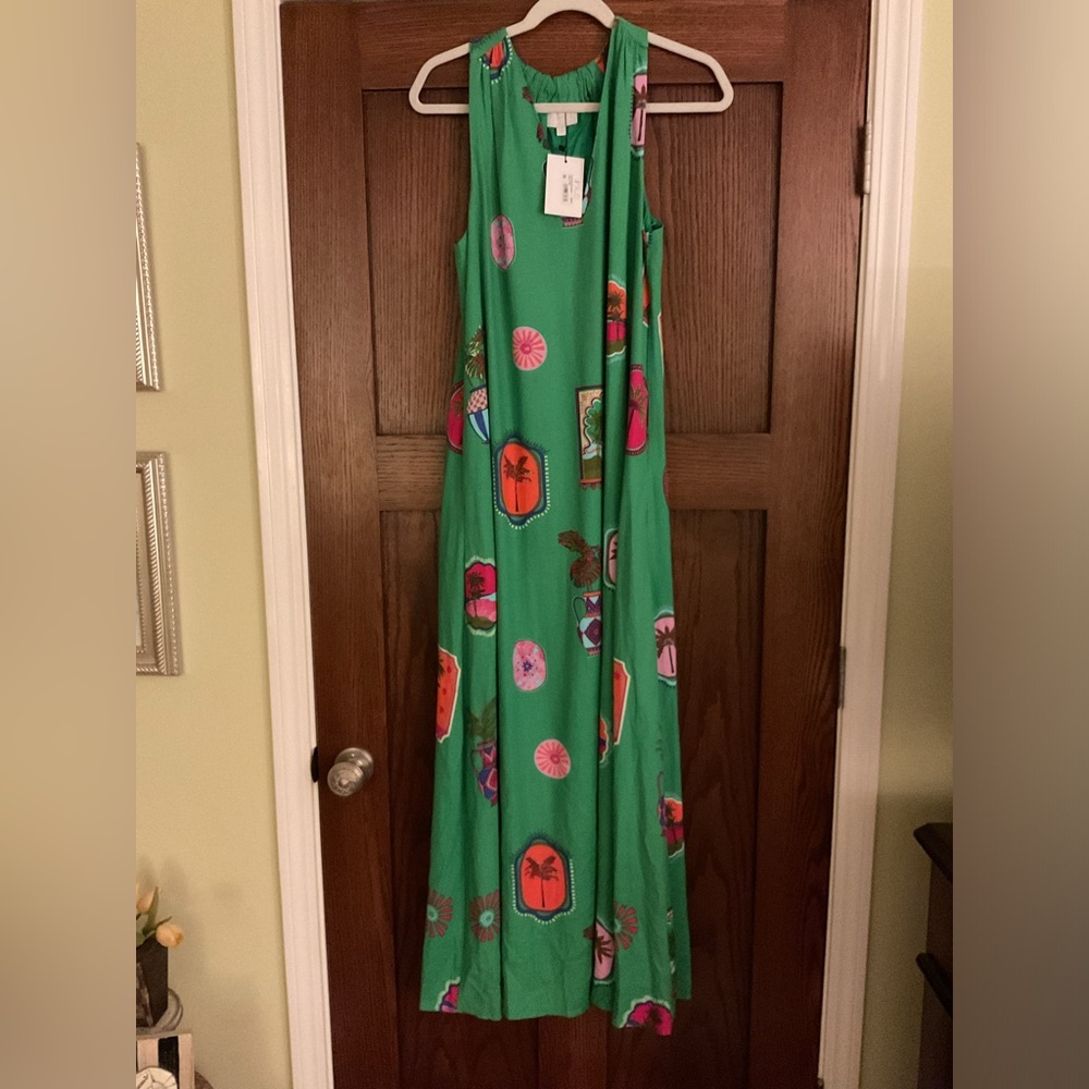 NWT Sugarlips Kelly Green Tropical Palm Print Lined Maxi Dress – Size Small